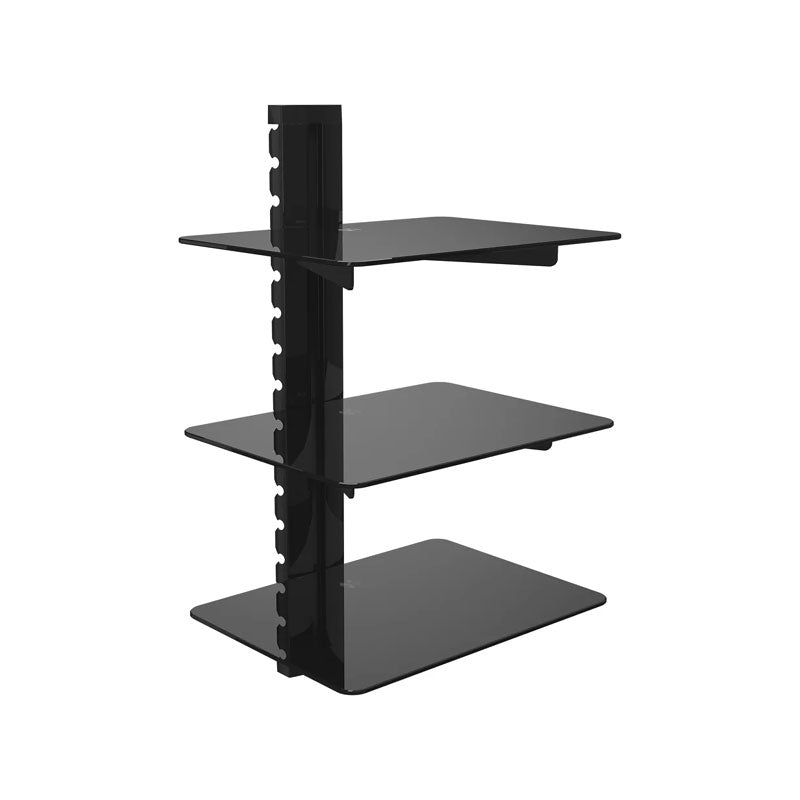 AVF Adjustable Triple AV Component Shelves (Black Glass) AS300-A