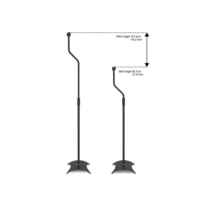 AVF Pair of Universal Surround Sound Speaker Stands EAK80B-A, speaker stand height configurations