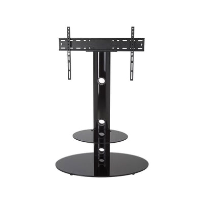 AVF Lugano Large Oval Pedestal TV Stand FSL800LUB-A, black glass TV floor stand in a front view