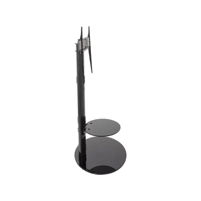 AVF Lugano Large Oval Pedestal TV Stand FSL800LUB-A, black glass TV floor stand in a side view