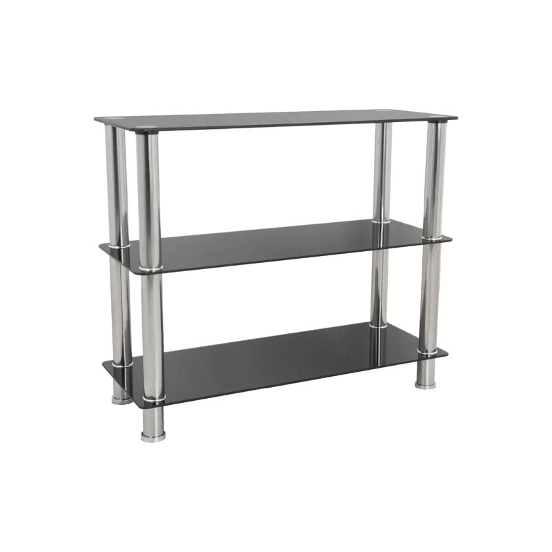 AVF Black Glass 3 Tier Shelving Unit (Chrome) S13-A