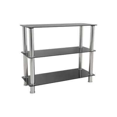 AVF Black Glass 3 Tier Shelving Unit (Chrome) S13-A