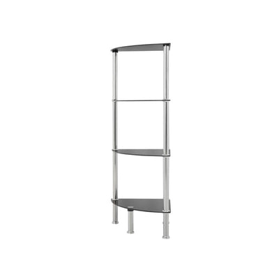 AVF Small Black Glass 4 Tier Corner Shelving Unit S64-A, corner shelf unit front view