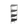 AVF Small Black Glass 4 Tier Corner Shelving Unit (Chrome) S64-A