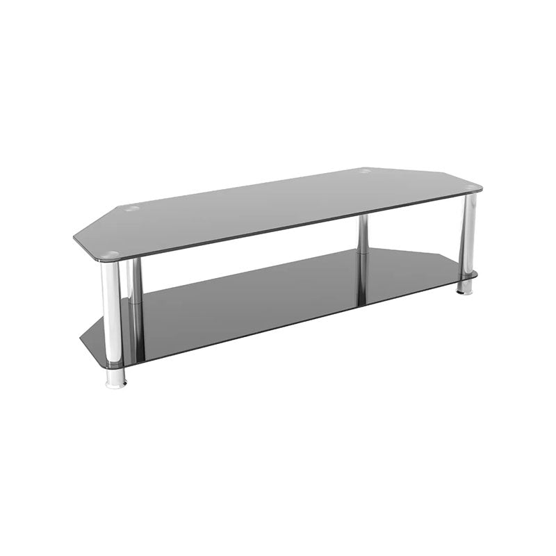 AVF SDC Series Black Glass 65 inch Corner TV Stand (Chrome) SDC1400-A