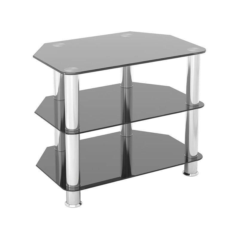 AVF SDC Series Black Glass 32 inch Corner TV Stand (Chrome) SDC600-A