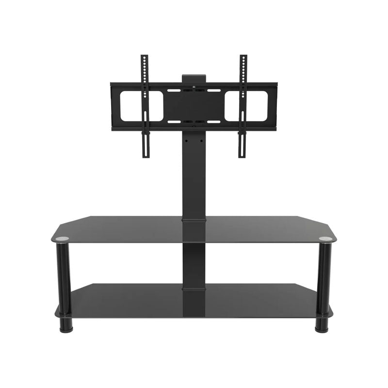 AVF Classic Glass Corner TV Stand with Mount SDCL1140BB-A, glass-shelf TV stand front view without display