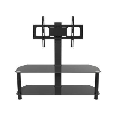 AVF Classic Glass Corner TV Stand with Mount SDCL1140BB-A, glass-shelf TV stand front view without display