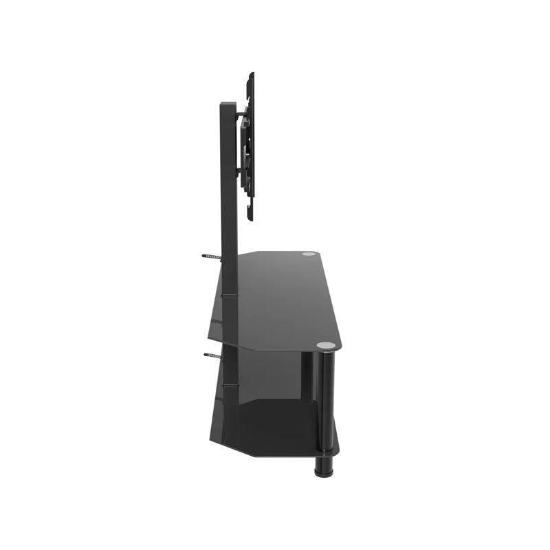 AVF Classic Glass Corner TV Stand with Mount SDCL1140BB-A, glass-shelf TV stand side view