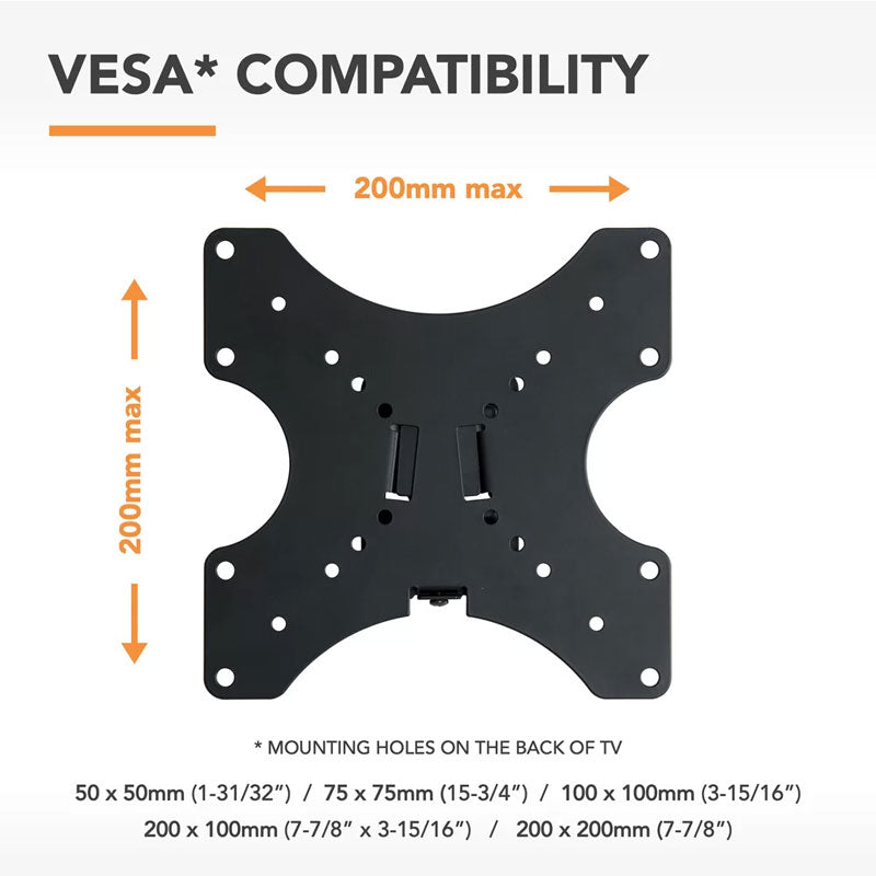 AVF SwiftMount Low Profile TV Wall Mount SWIFT200-AP, wall mount VESA compatibility diagram