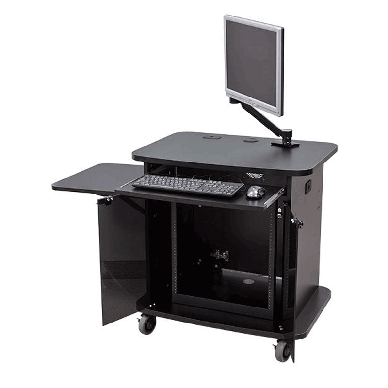 Audio Visual Furniture Multimedia Cart (12RU, Black) 103324