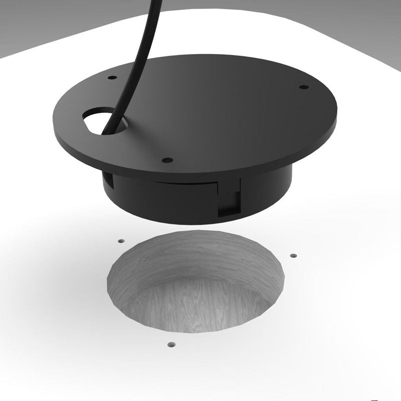 Audio Visual Furniture Wireless Charging Station CHGQIB, round cable grommet cover installed in desk