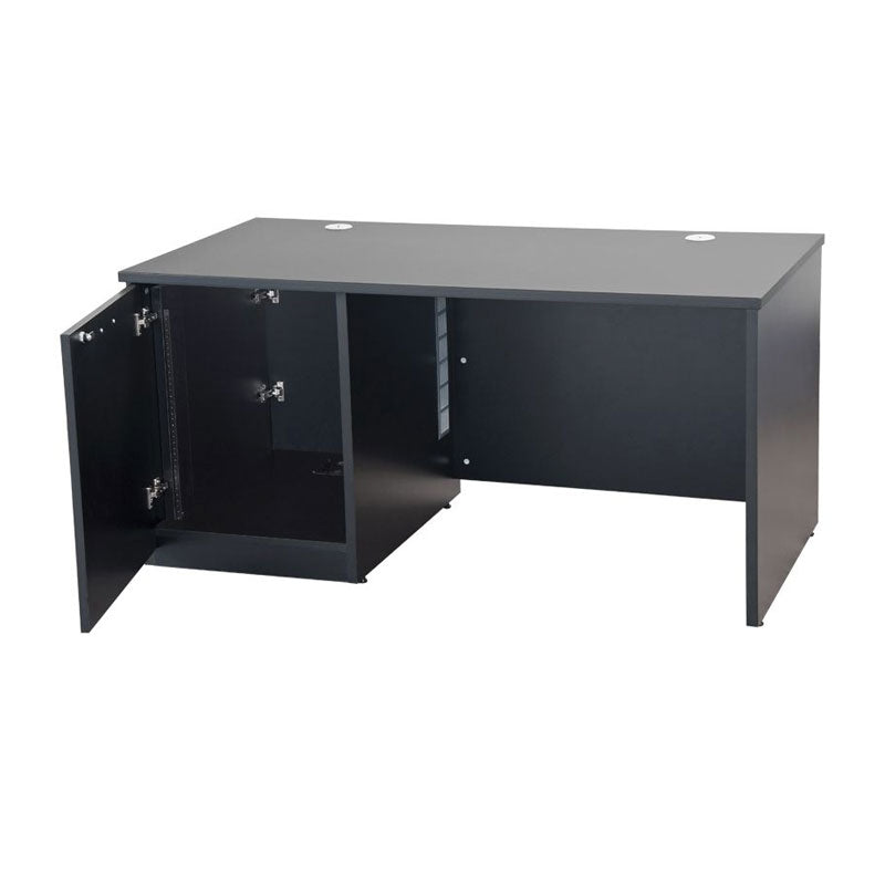 Audio Visual Furniture Multi-Functional Desk DSYZ6030RK-L, black storage desk with left cabinet open
