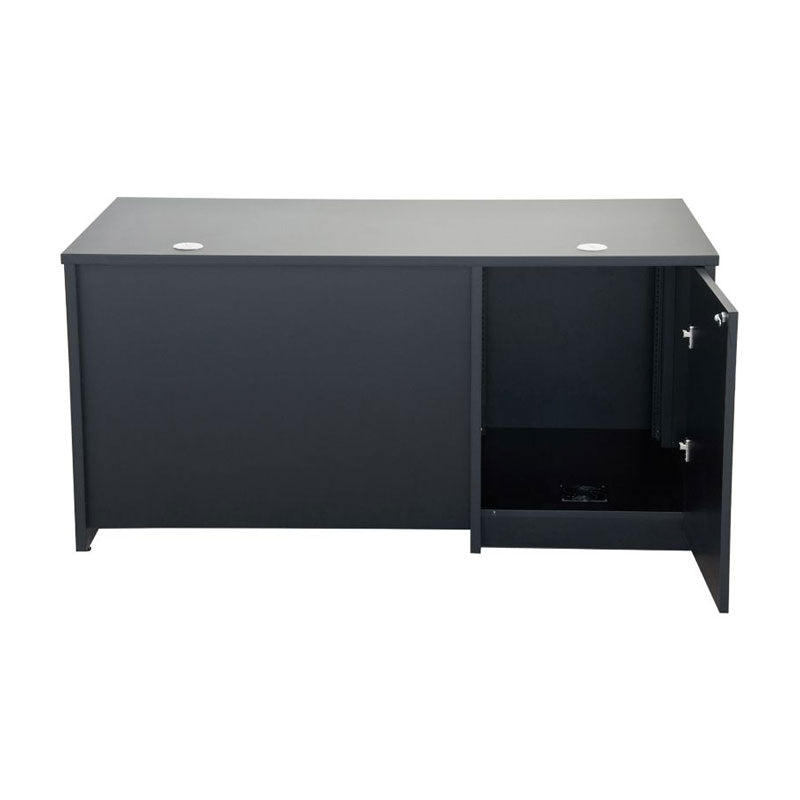 Audio Visual Furniture Multi-Functional Desk DSYZ6030RK-L, black storage desk with right cabinet open