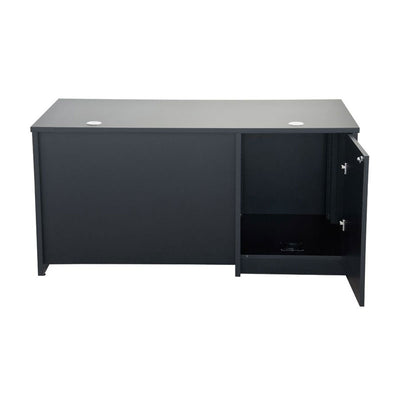 Audio Visual Furniture Multi-Functional Desk DSYZ6030RK-L, black storage desk with right cabinet open