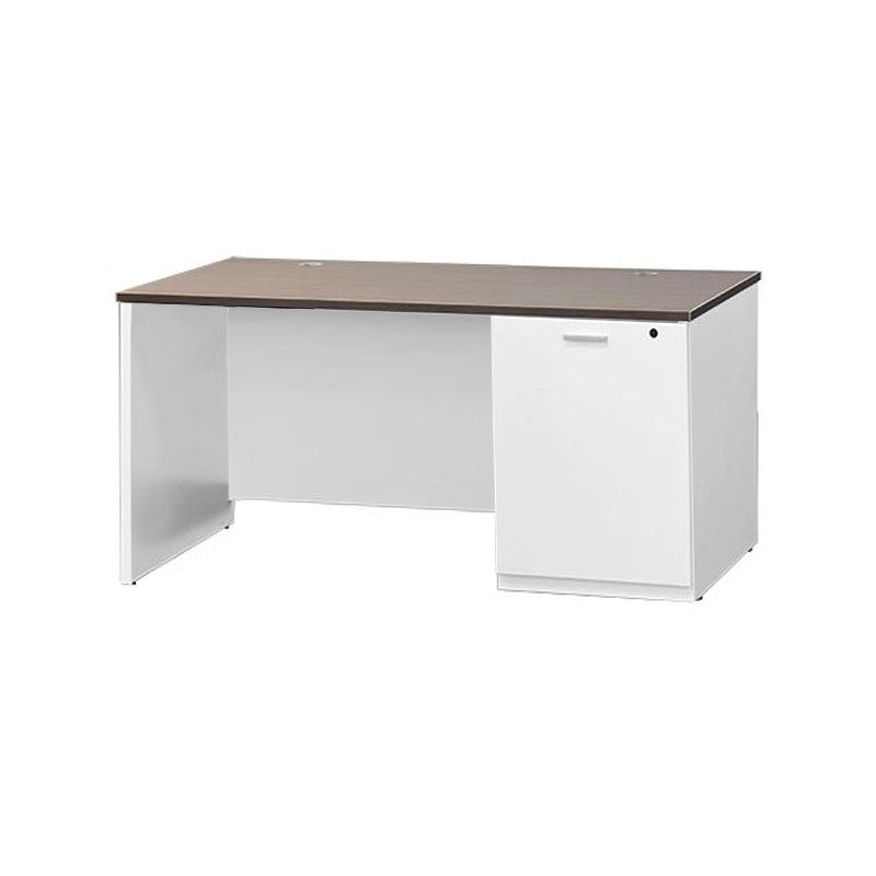 Audio Visual Furniture Multi-Functional Desk DSYZ6030RK-R, white pedestal desk with a dark wood top