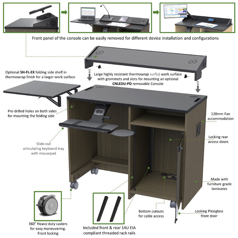 Audio Visual Furniture Teaching Multimedia Desk (14RU, Various) EDU-PD