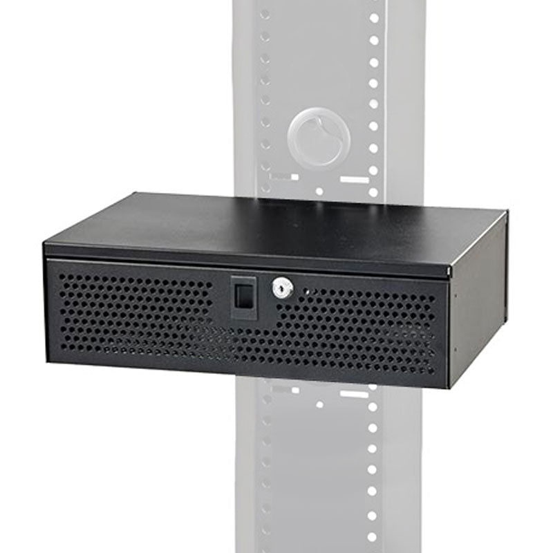 Audio Visual Furniture - VFI Electronics Lockbox for PM-S-FL or Standard Rack Mount (Black) LB3