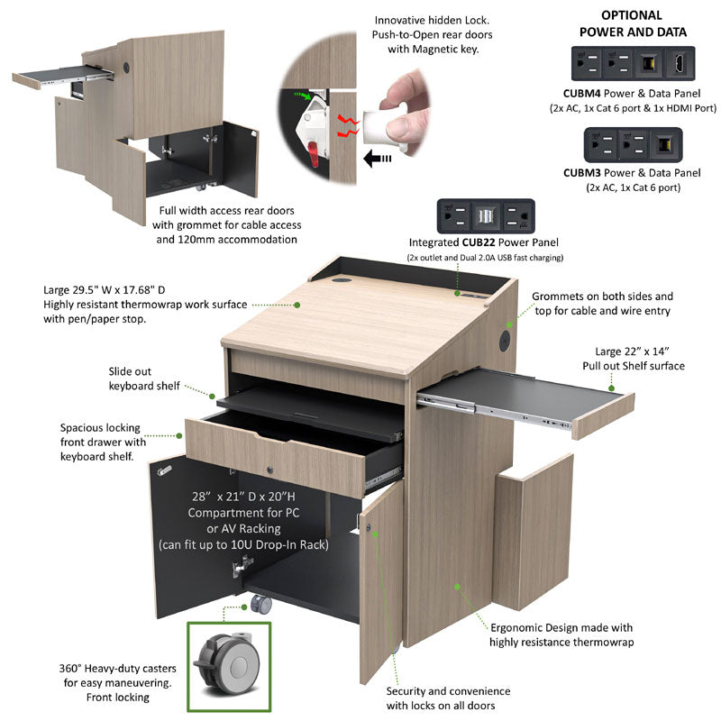 Audio Visual Furniture Educational Multimedia Lectern (Various) LEX230