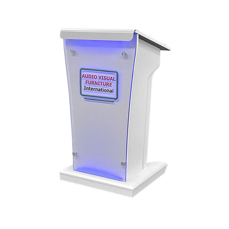 Audio Visual Furniture Wood and Acrylic Lectern (LED, White) LEX25-AF-CWT