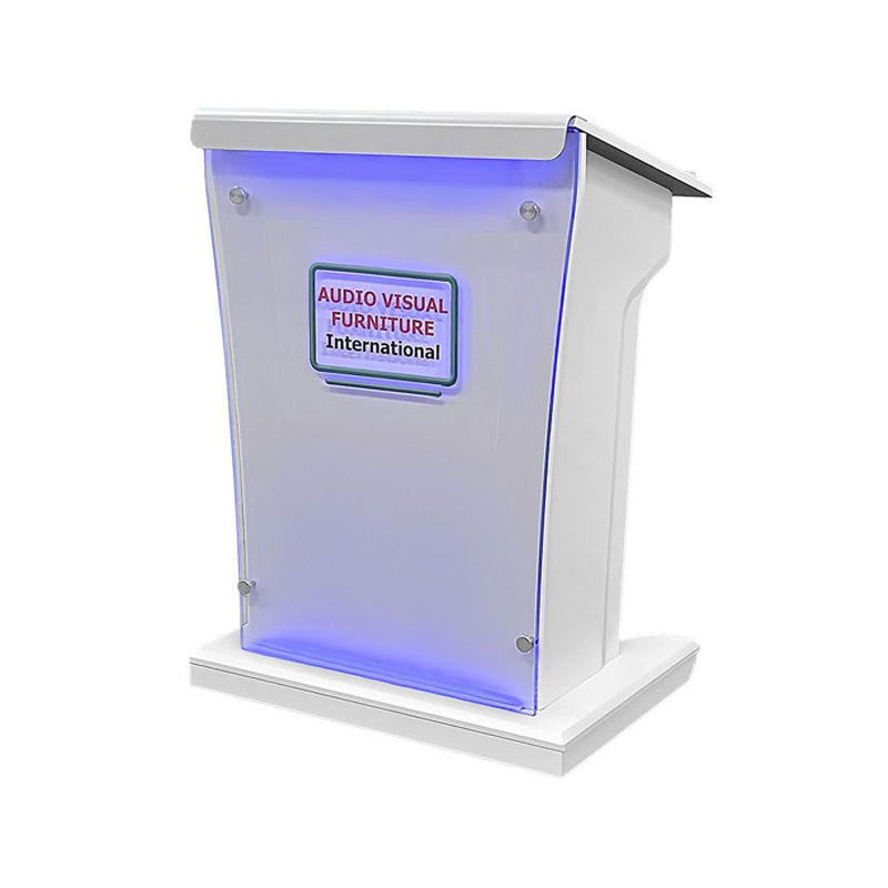 Audio Visual Furniture XL Wood and Acrylic Lectern (LED, White) LEX25XL-AF-CWT