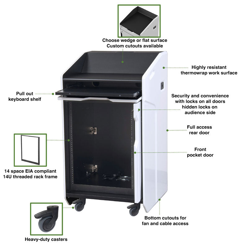 Audio Visual Furniture High Tech Multimedia Lectern (14RU) LEX30