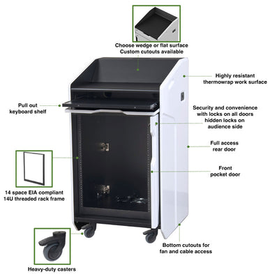 Audio Visual Furniture High Tech Multimedia Lectern (14RU) LEX30