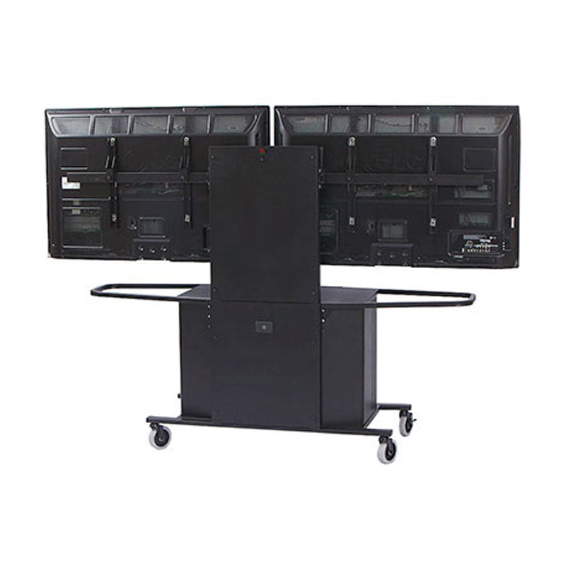 Audio Visual Furniture Large Dual Display Metal Cart (Black) MC1000-D