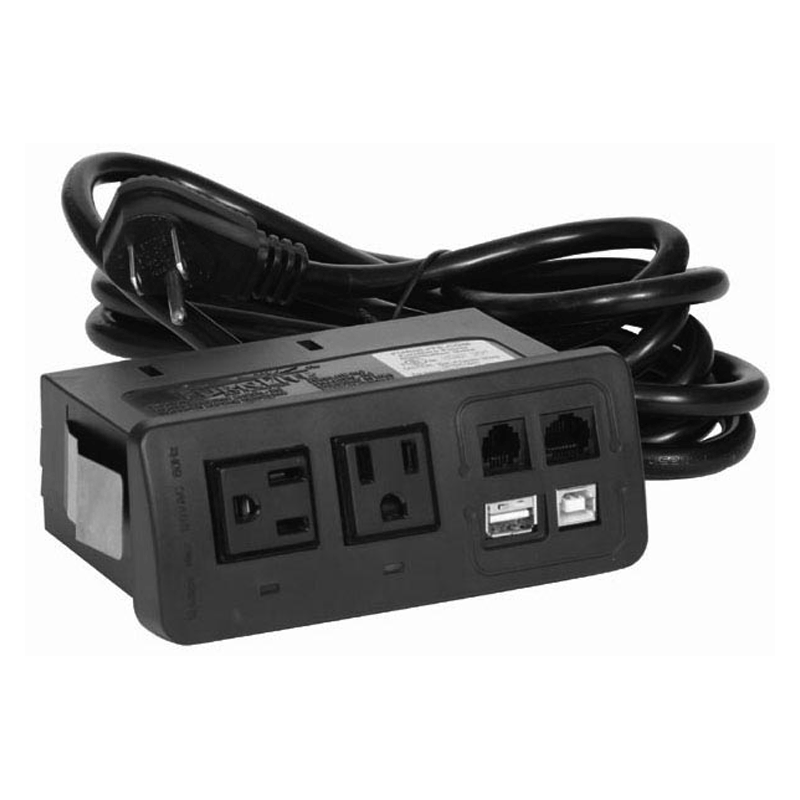 Audio Visual Furniture - VFI Power Panel with Surge Protection and USB Port (Black) PC-PATCH