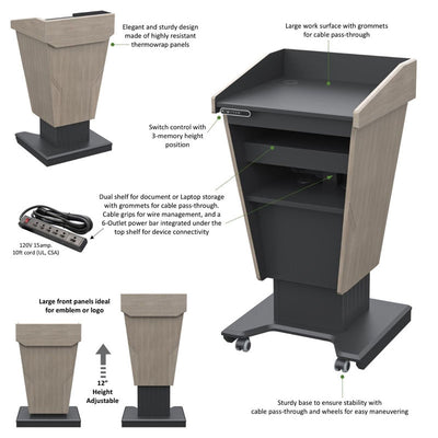 Audio Visual Furniture Height Adjustable Diplomat Podium (Various) PDDL25