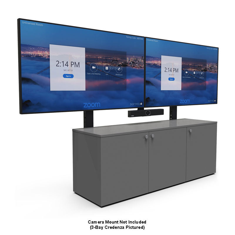 iCartTX Credenza CRED5L-D, dual-display setup on media cabinet