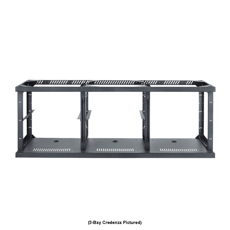 iCartTX Credenza CRED5L-D, empty three-bay media cabinet frame