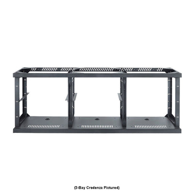 iCartTX Credenza CRED5L-D, empty three-bay media cabinet frame