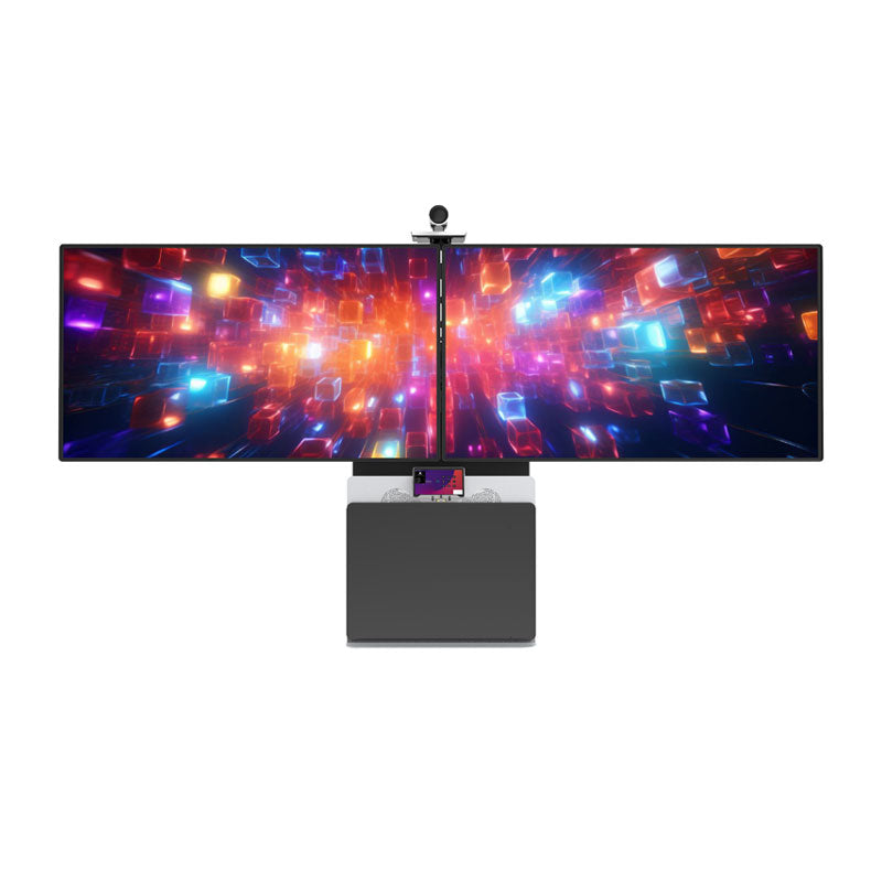 iCartTX Large Format Floor Stand (Dual 82 inch, Speaker) ELT-2100L-B