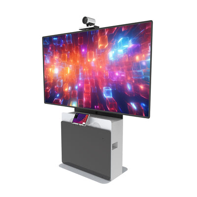 iCartTX Large Format Floor Stand ELT-2100S-B, video conferencing floor stand with camera and display