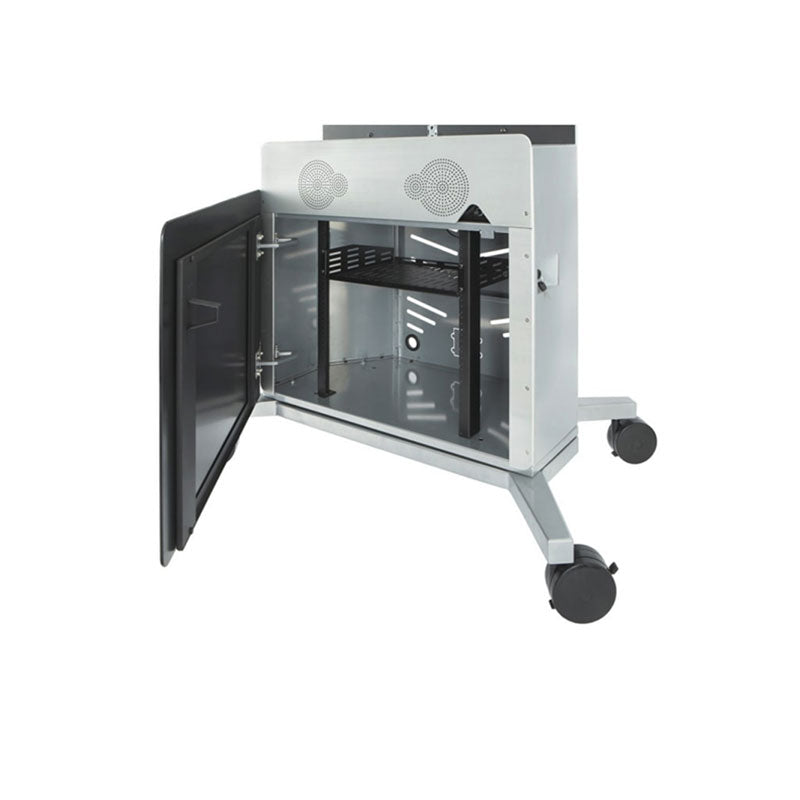 iCartTX Large Format Mobile AV Cart ELT-2100S-NOPSM, mobile computer cart open cabinet view
