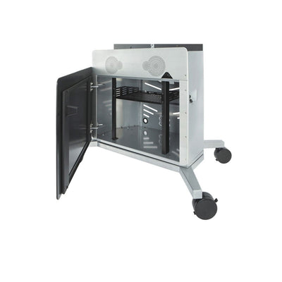 iCartTX Large Format Mobile AV Cart ELT-2100S-NOPSM, mobile computer cart open cabinet view