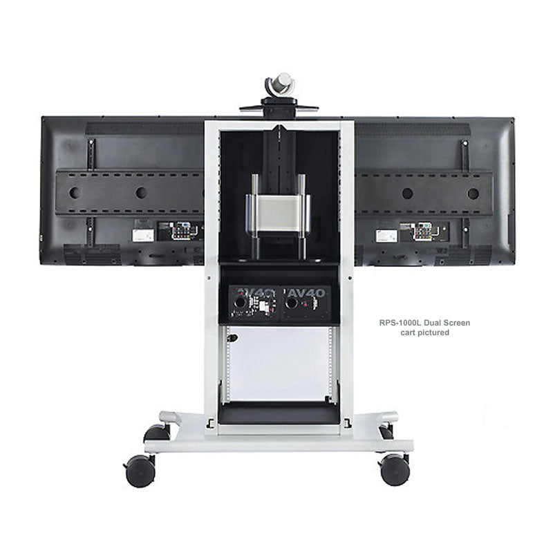 iCartTX Executive Series Mobile Media Cart RPS-1000S, mobile dual-display cart rear view
