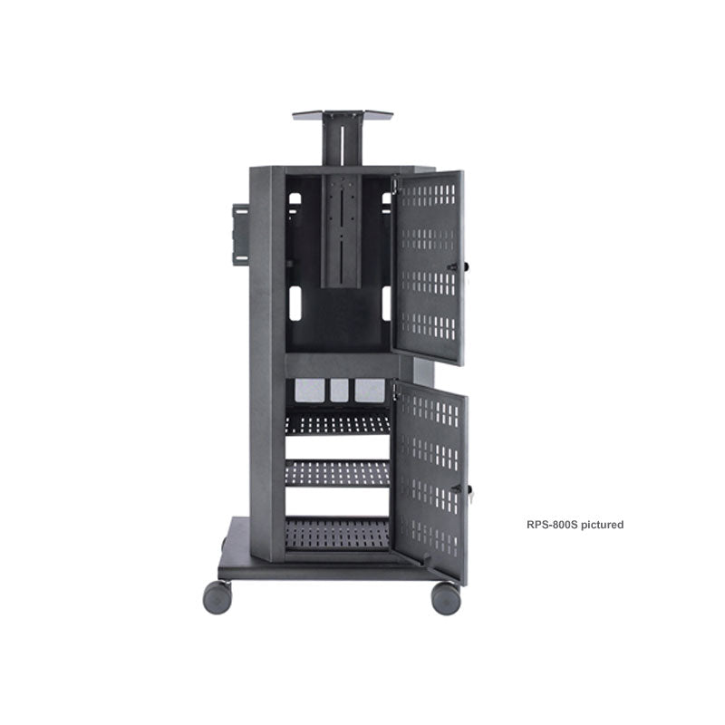 iCartTX Executive Series Mobile Media Cart RPS-800L, mobile equipment rack rear view