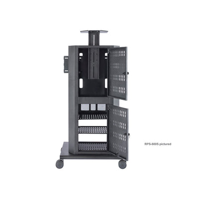 iCartTX Executive Series Mobile Media Cart RPS-800L, mobile equipment rack rear view