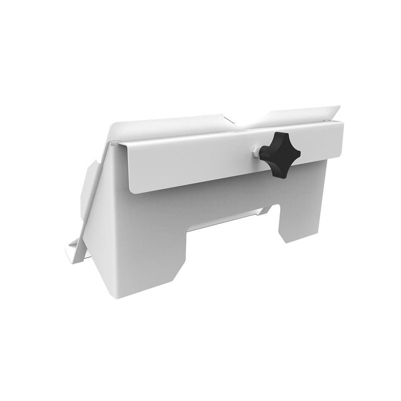 iCartTX Poly T10 Cradle T10-MNTKIT, white equipment shelf angled view