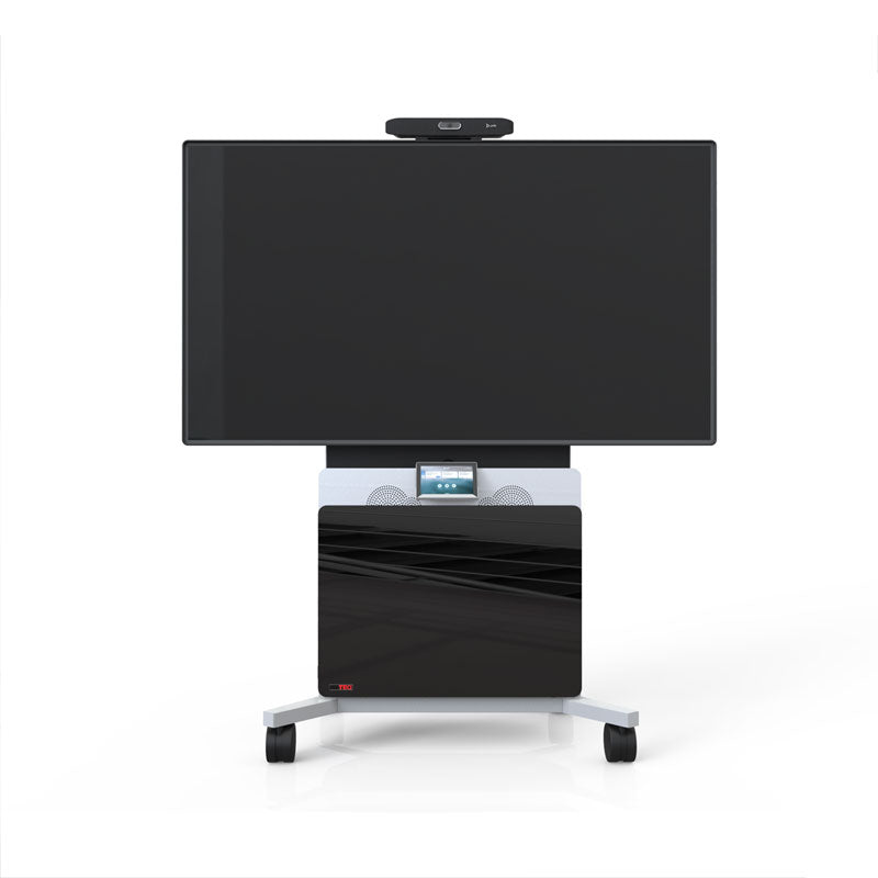 iCartTX Poly T10 Cradle T10-MNTKIT, mobile display cart with camera shelf and equipment cabinet