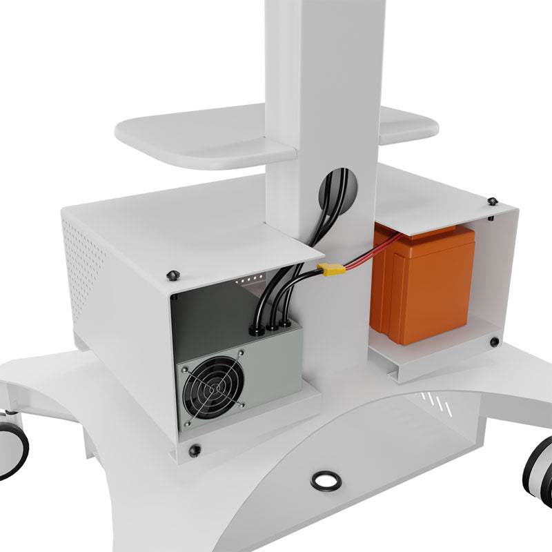 iCartTX Battery Enclosure TMP-200-ENC, white mobile cart cable-management and power compartment