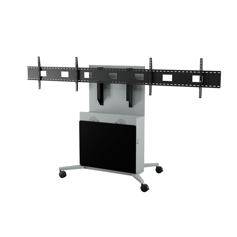 iCartTX Dual Large Format Display Mount VMPU-100L-120, mobile multi-display stand with upper and lower screens