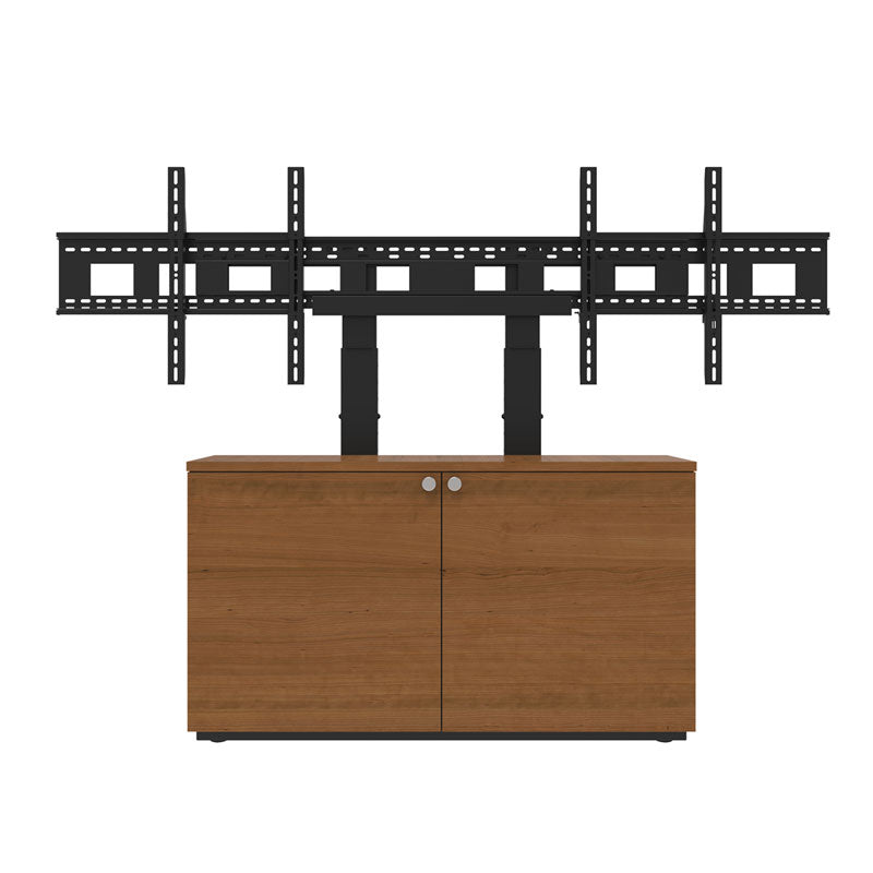 iCartTX Thin Credenza CRED2LTHIN-D, dual-display credenza stand front view