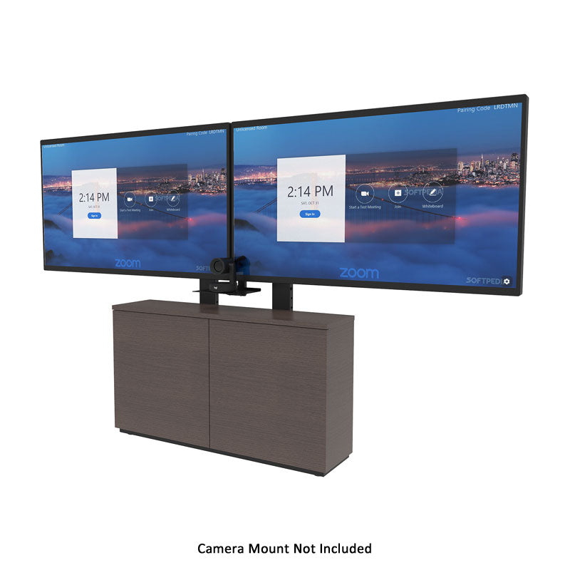 iCartTX Thin Credenza CRED2LTHIN-D, dual-display credenza stand front view