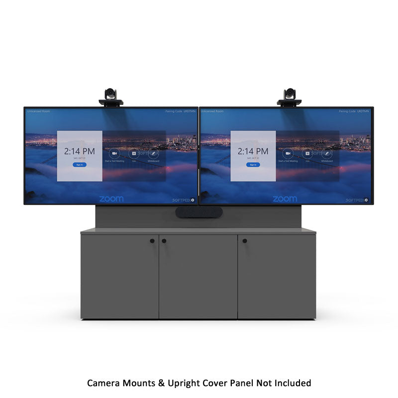 iCartTX Credenza CRED3L-DX, dual-display video conferencing console front view