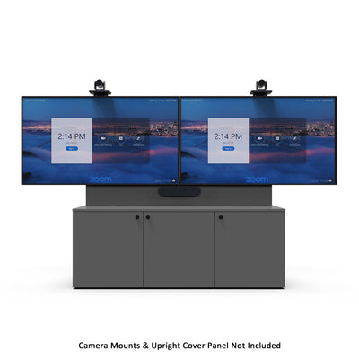 iCartTX Credenza CRED3L-DX, dual-display video conferencing console front view
