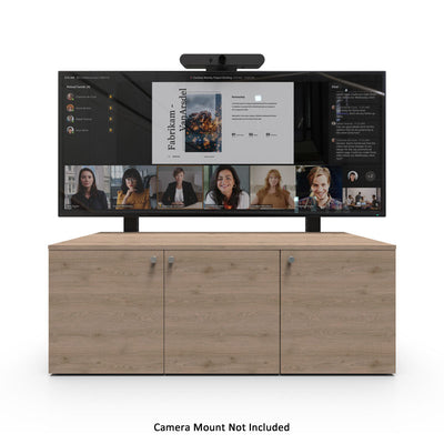 iCartTX Credenza CRED3L-DX, dual-display credenza stand with video conference layout