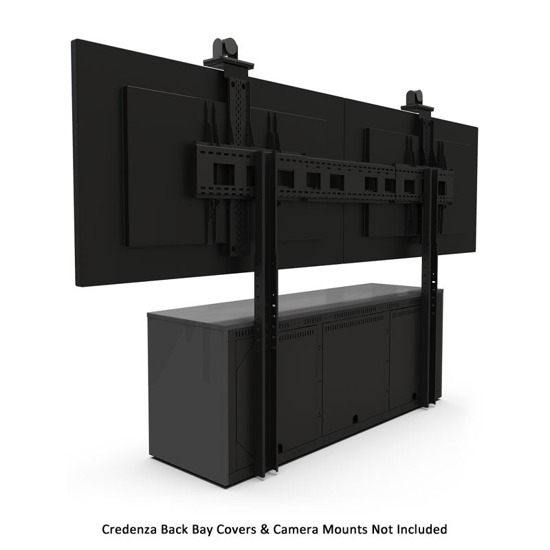 iCartTX Credenza CRED3L-DX, dual-display credenza stand rear view